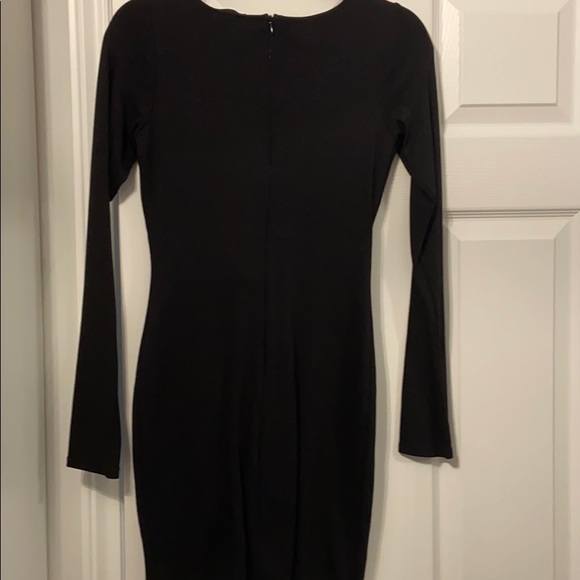 Deep v mini black long sleeve dress - Picture 2 of 5